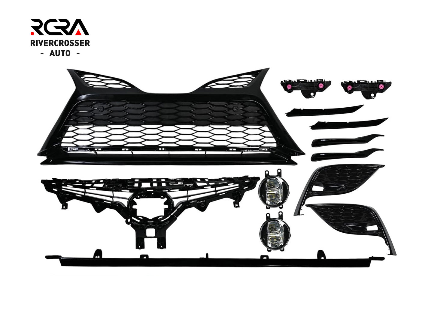 2021-2023 Toyota Camry SE/XSE Grille Set With LED Fog Lights (Aftermarket)