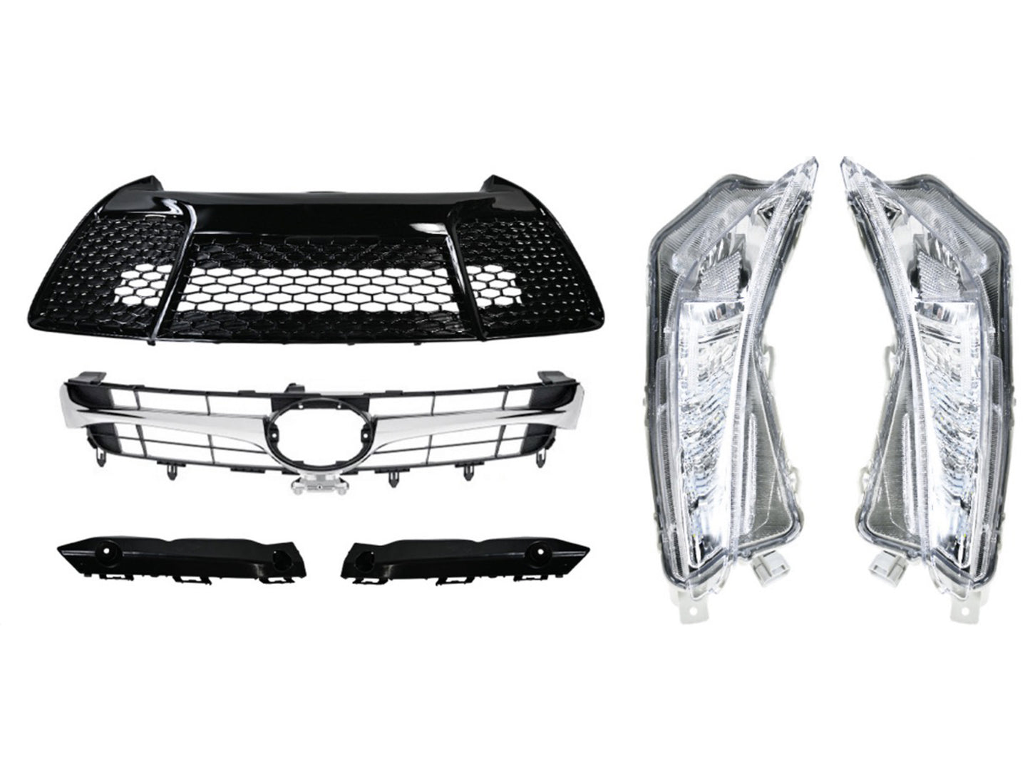 2015-2017 Toyota Camry SE/XSE Grille Set With LED DRL Fog Lights (Aftermarket)