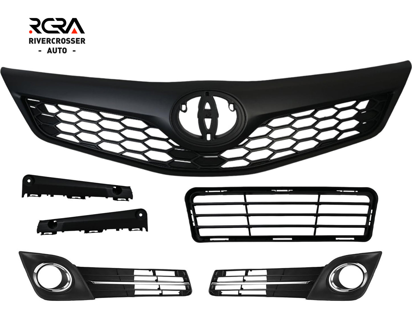 2012-2014 Toyota Camry SE/XSE Grille Set With Hole on Fog Light Cover (Aftermarket)