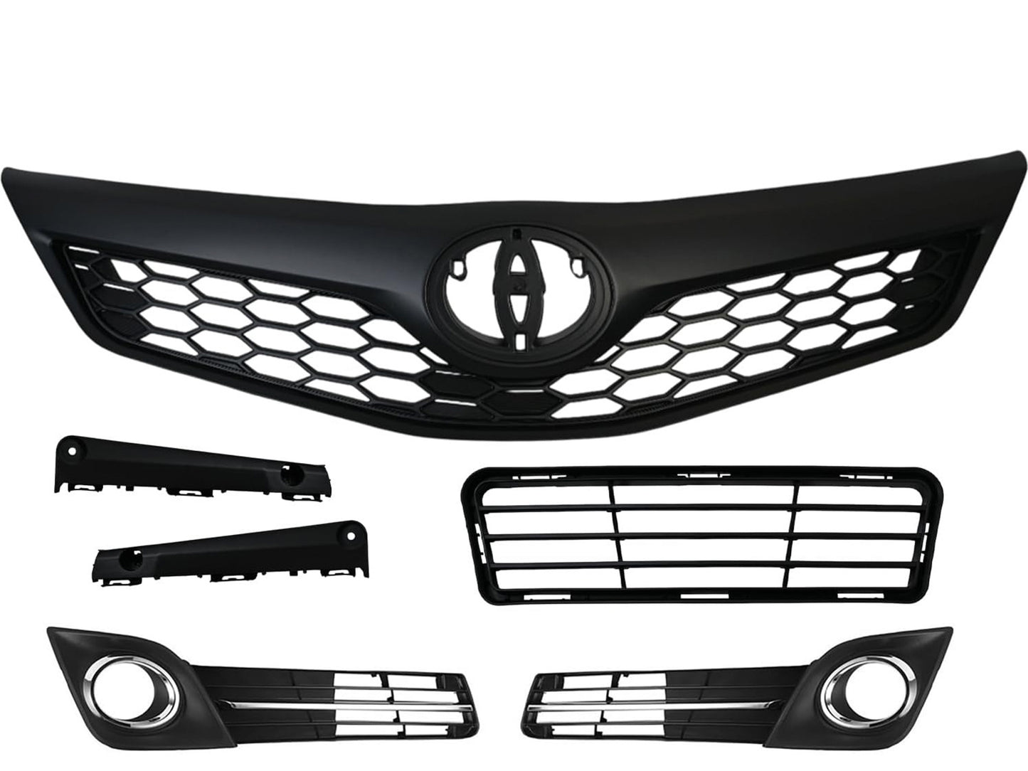 2012-2014 Toyota Camry SE/XSE Grille Set With Hole on Fog Light Cover (Aftermarket)